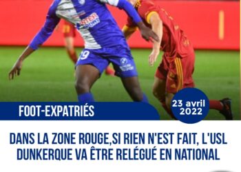 FOOT/ EXPATRIÉS : TITULAIRE, LEVERTON PIERRE DE L’USL DUNKERQUE ET AMIENS DOS À DOS 