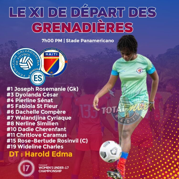 CONCACAF W U17 : HAÏTI – SALVADOR, LE XI DE DÉPART DES PETITES GRENADIÈRES