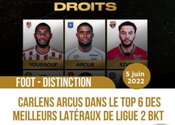 LIGUE 2 – DISTINCTION : CARLENS ARCUS NOMINÉ POUR ÊTRE LE MEILLEUR LATÉRAL DROIT