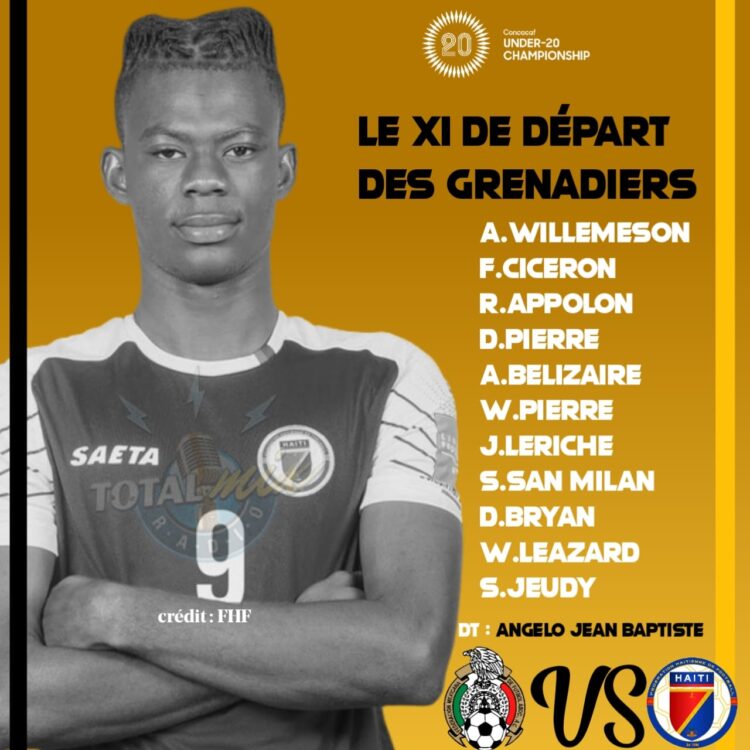 CONCACAF -U20 : LE SÉLECTIONNEUR NATIONAL DÉVOILE LE ONZE DE DÉPART POUR AFFRONTER LE MEXIQUE