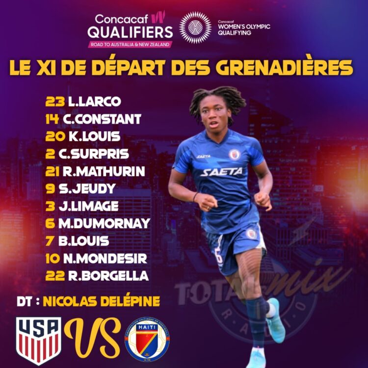 CONCACAF W : USA – HAÏTI : LE XI DE DÉPART DES GRENADIÈRES DÉVOILÉ