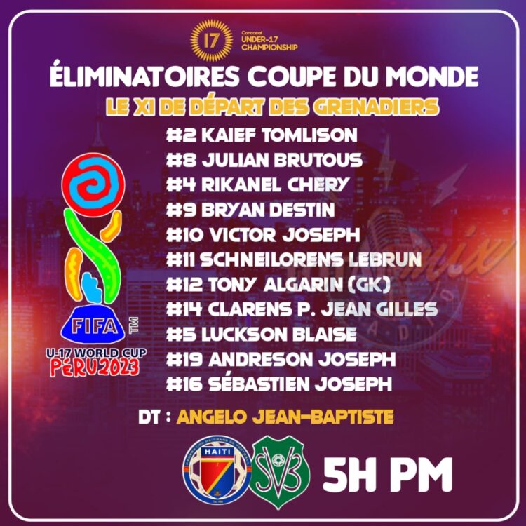 CONCACAF U17 : HAÏTI VS SURINAME, LE XI DE DÉPART DES GRENADIERS !