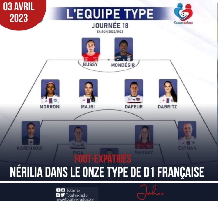 FOOT-EXPATRIÉS : NÉRILIA DANS LE ONZE TYPE DE D1 FRANÇAISE