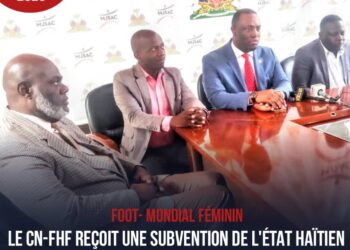 CDM FÉMININE / QUALIFICATION D’HAÏTI : REMISE D’UN CHÈQUE DE 3 500 000 GOURDES AU CN-FHF PAR LE MJSAC