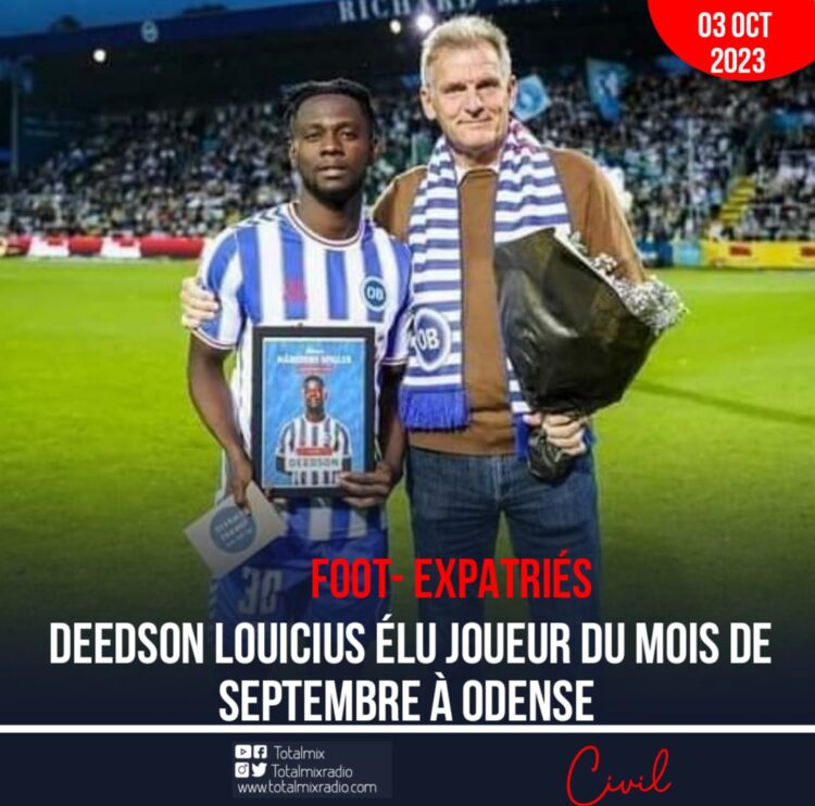 FOOT- EXPATRIÉS : DEEDSON LOUICIUS ÉLU JOUEUR DU MOIS DE SEPTEMBRE À ODENSE