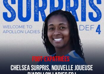 Foot-Expatriées : Chelsea Surpris, nouvelle joueuse d&rsquo;Apollon Ladies !