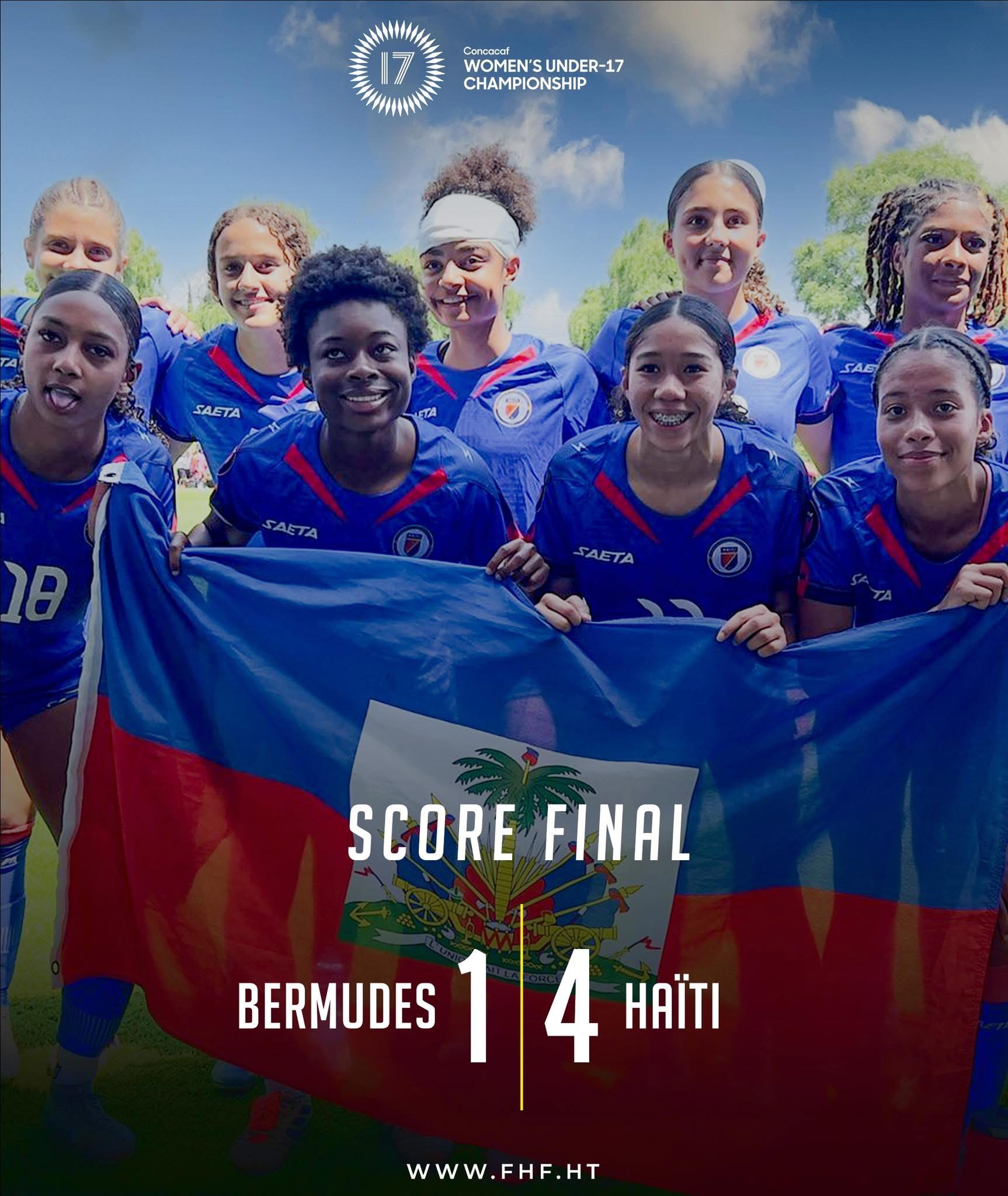 CONCACAF WOMEN’S U17 CHAMPIONSHIP – Réveil des jeunes Grenadières, victorieuses des Bermudes 4-1 ce mercredi.