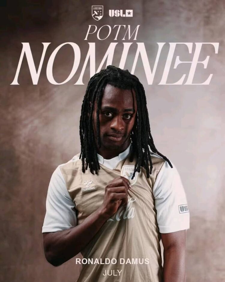 USL Championship : Ronaldo Damus en lice pour rafler le prix du mois de juillet