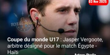 Coupe du monde U17 : Jasper Vergoote, arbitre désigné pour le match Égypte – Haïti