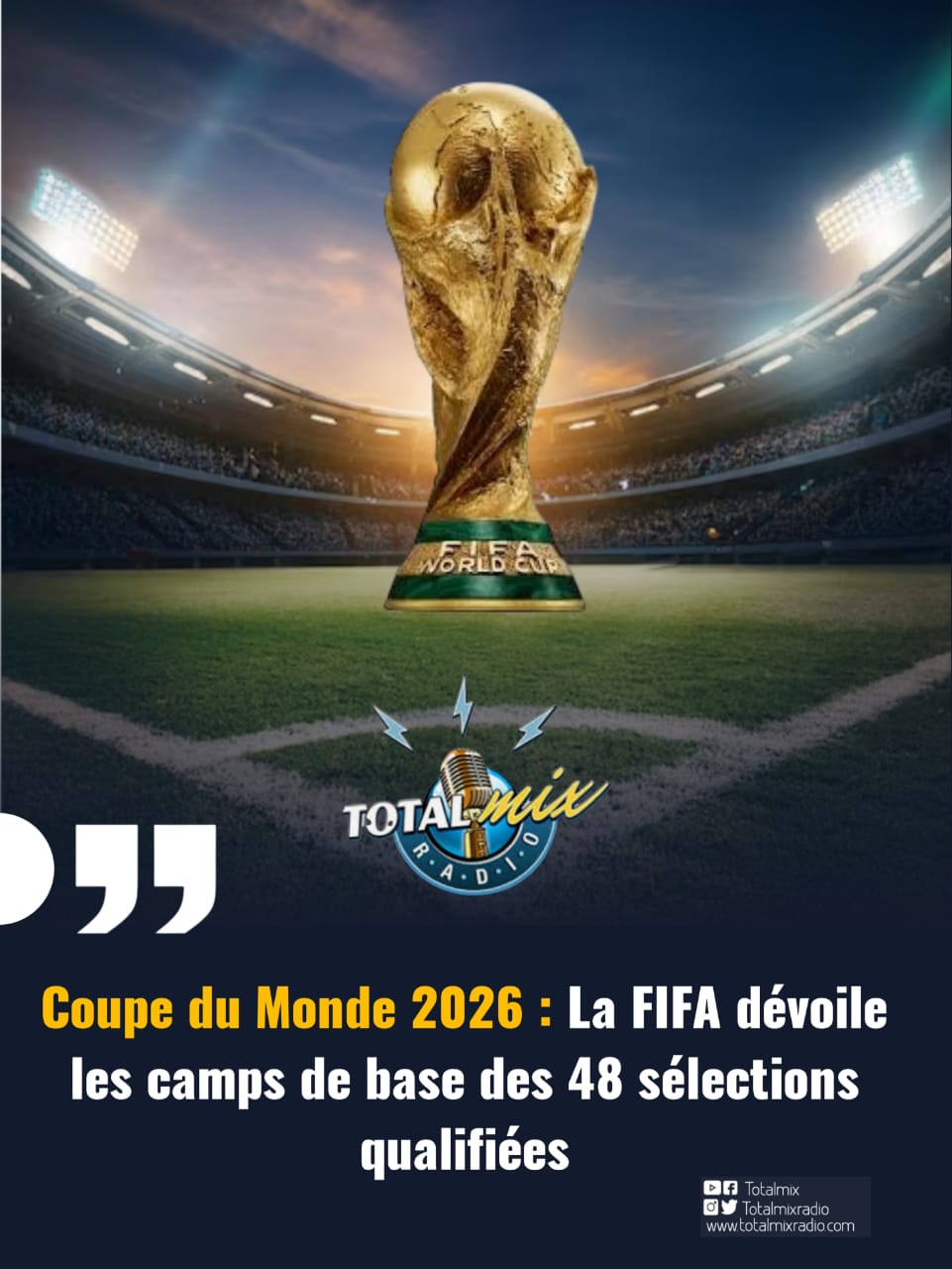 Coupe du Monde 2026 : la FIFA dévoile les camps de base des 48 sélections qualifiées